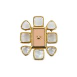 Chanel CC Peach Enamel Gripoix Brooch