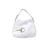 Gucci White Hasler Hobo Horsebit Shoulder Bag