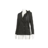 Chanel Black Boucle and Silk Ribbon Jacket - size 36