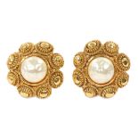 Chanel 'Pearl' Filigree Clip On Earrings