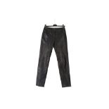 Chanel Black Calfskin Leather Trousers - size 38