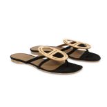 Hermes Black Suede Galet Chain d'Ancre Sandals - size 39.5