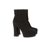 Saint Laurent Black Suede Platform Boots - size 40