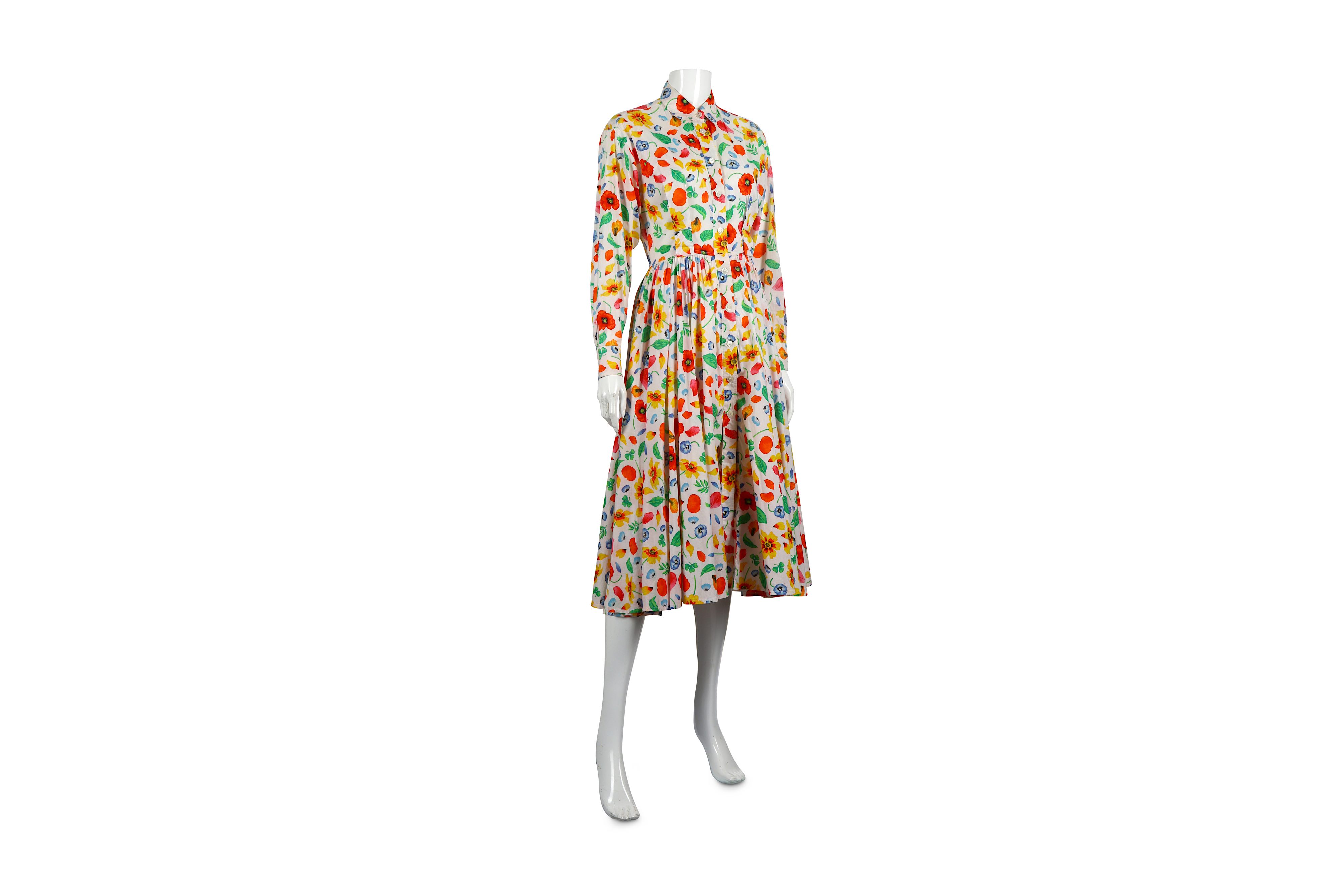 Kenzo Vintage Floral Cotton Midi Dress - size 36 - Image 3 of 4