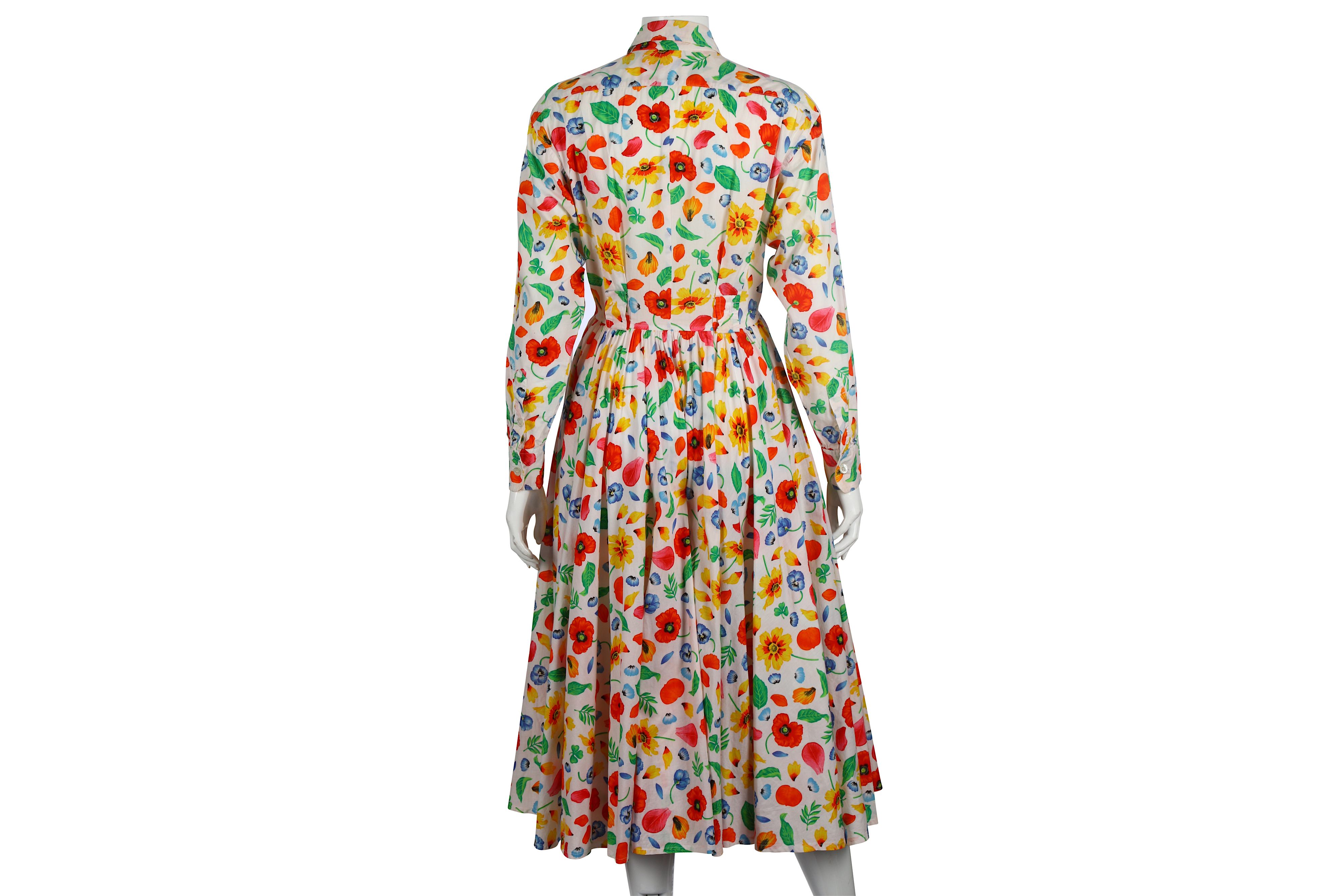 Kenzo Vintage Floral Cotton Midi Dress - size 36 - Image 4 of 4