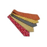 Five Hermes Silk Ties