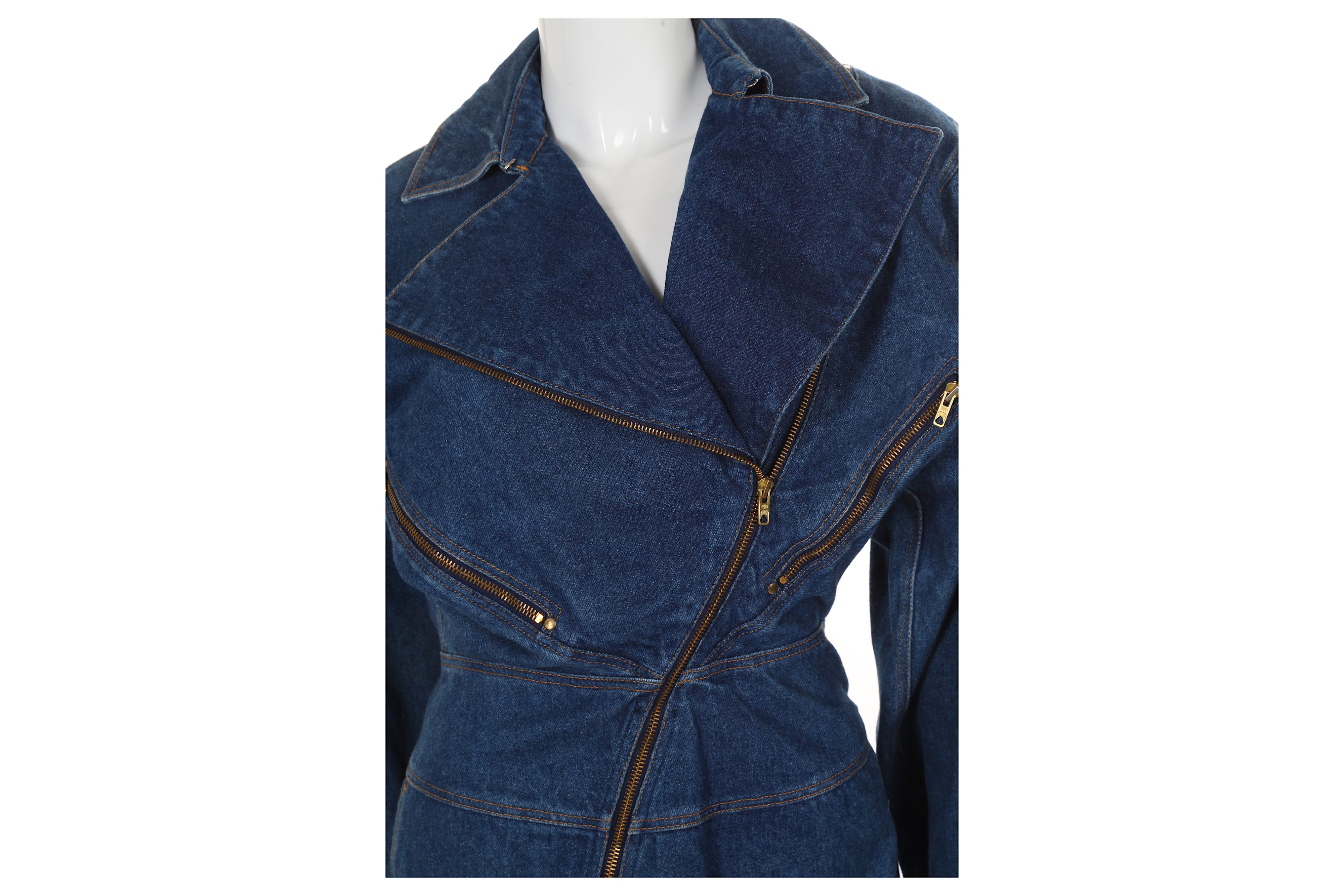 Azzedine Alaia Denim Motorcycle Dress - Image 5 of 6