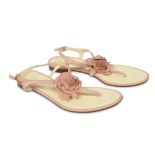 Chanel Blush Pink Camellia Sandals - size 38