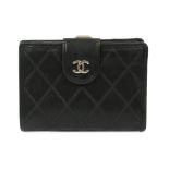 Chanel Vintage Black Quilted Compact Wallet