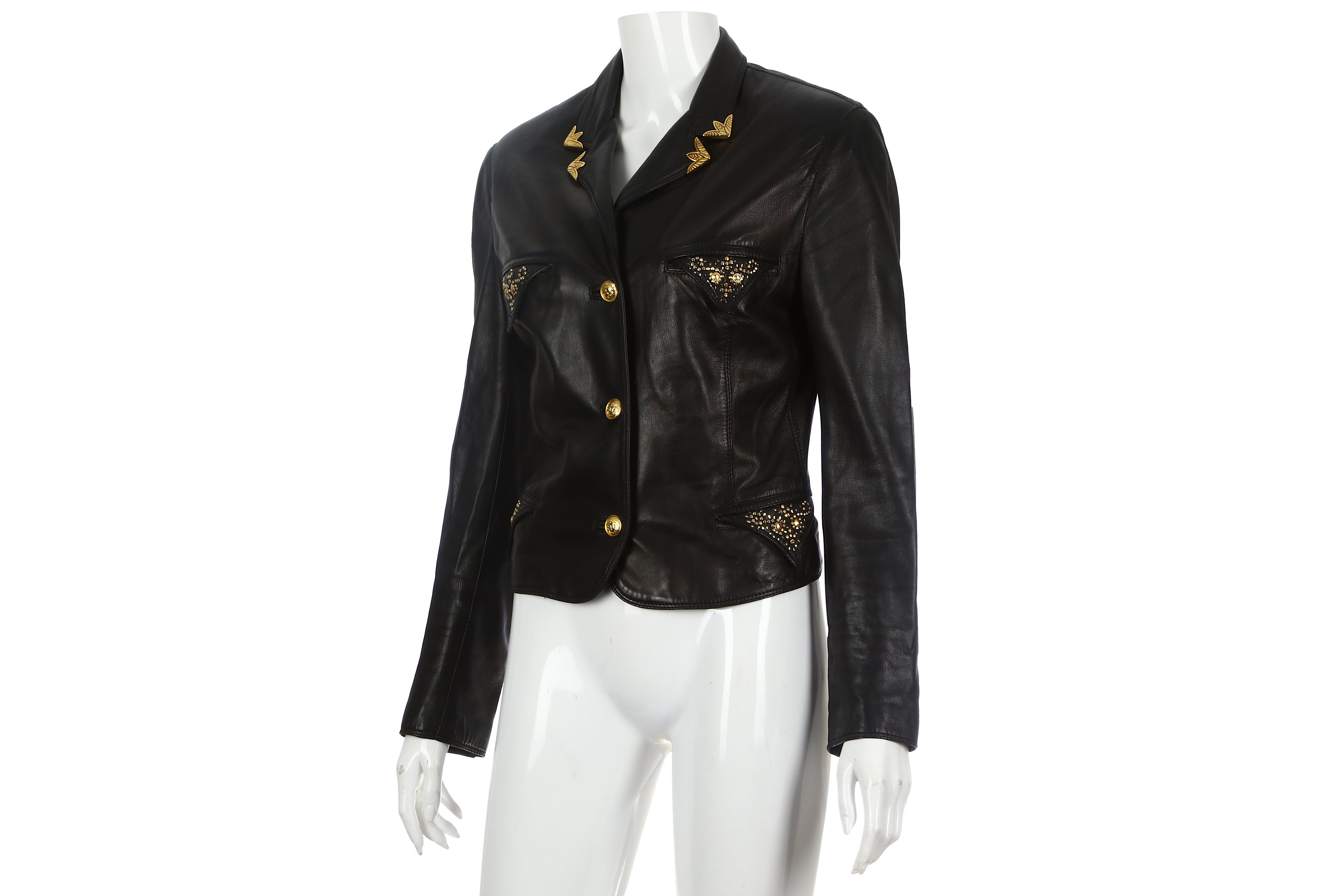 Gianni Versace Black Leather Jacket - Image 2 of 7