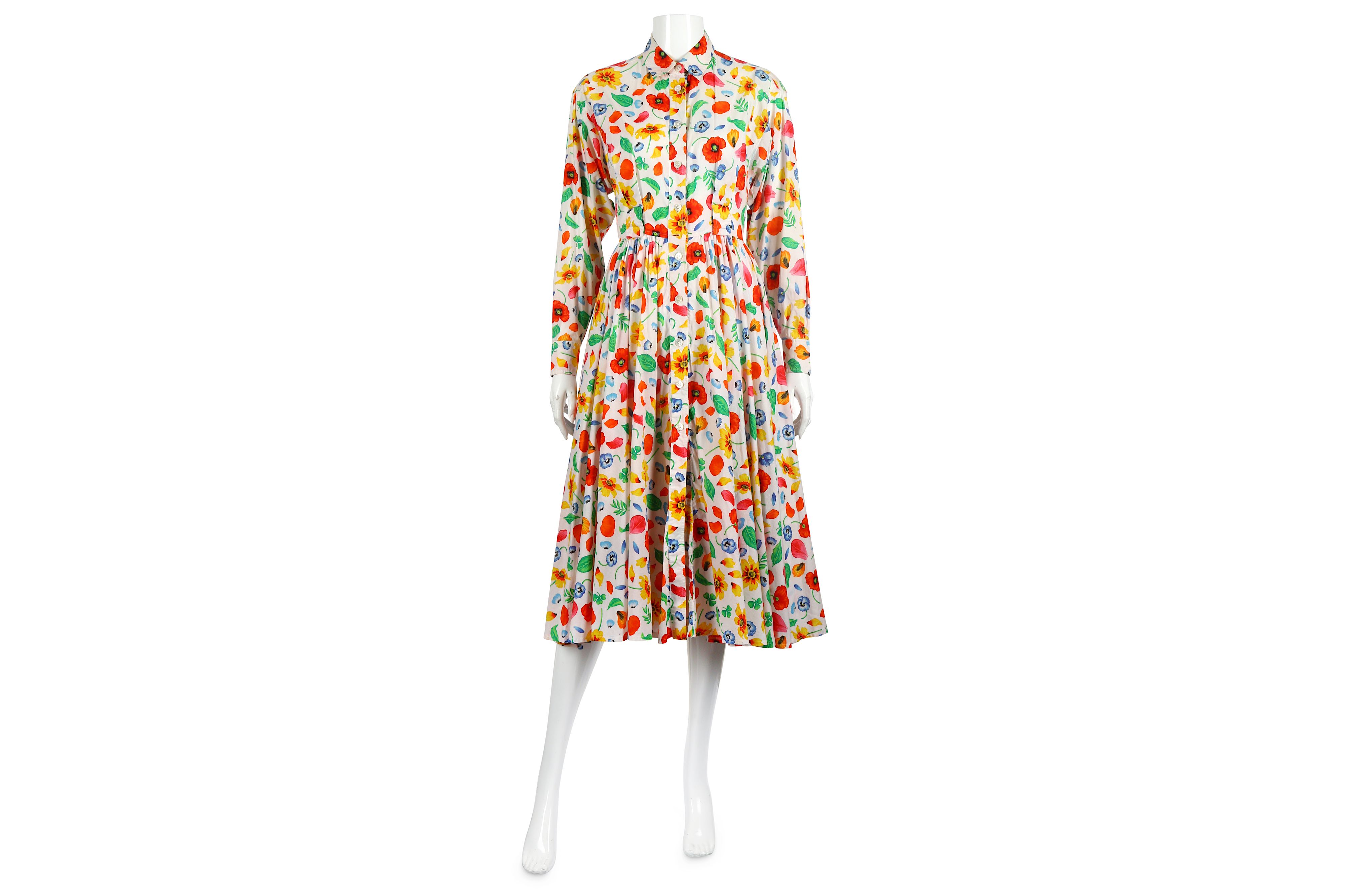 Kenzo Vintage Floral Cotton Midi Dress - size 36