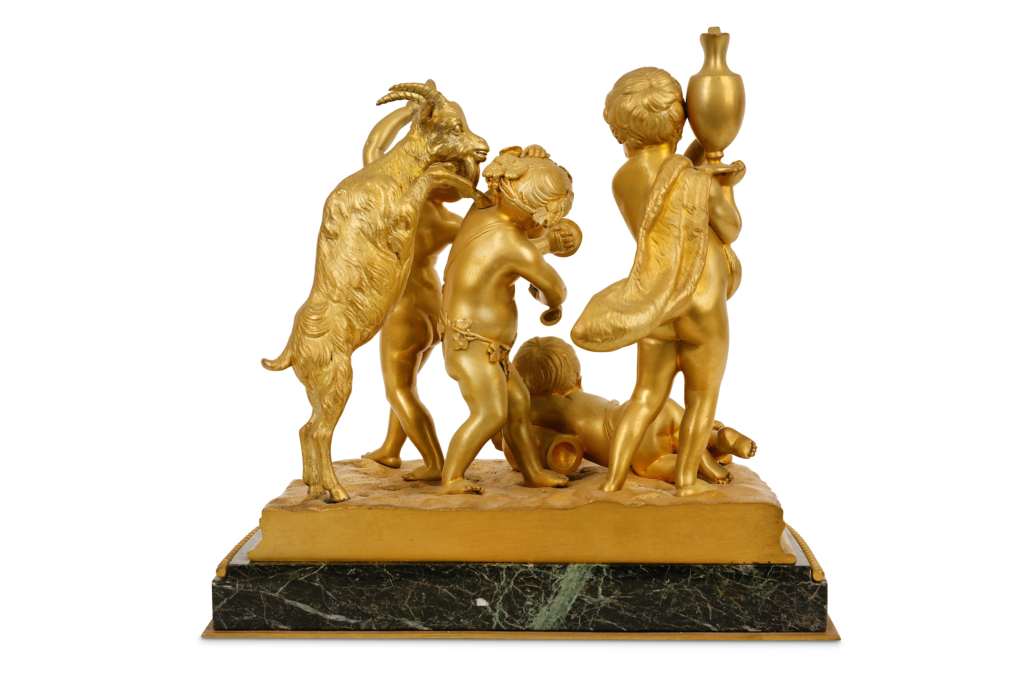 A FINE LATE 19TH CENTURY FRENCH GILT BRONZE FIGURAL GROUP OF PUTTI AND A GOAT SIGNED 'SEVRES' with - Image 3 of 5