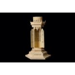 A LARGE AND FINE MID 19TH CENTURY DIEPPE IVORY ARCHITECTURAL MODEL OF A GOTHIC TOWER  the tower with