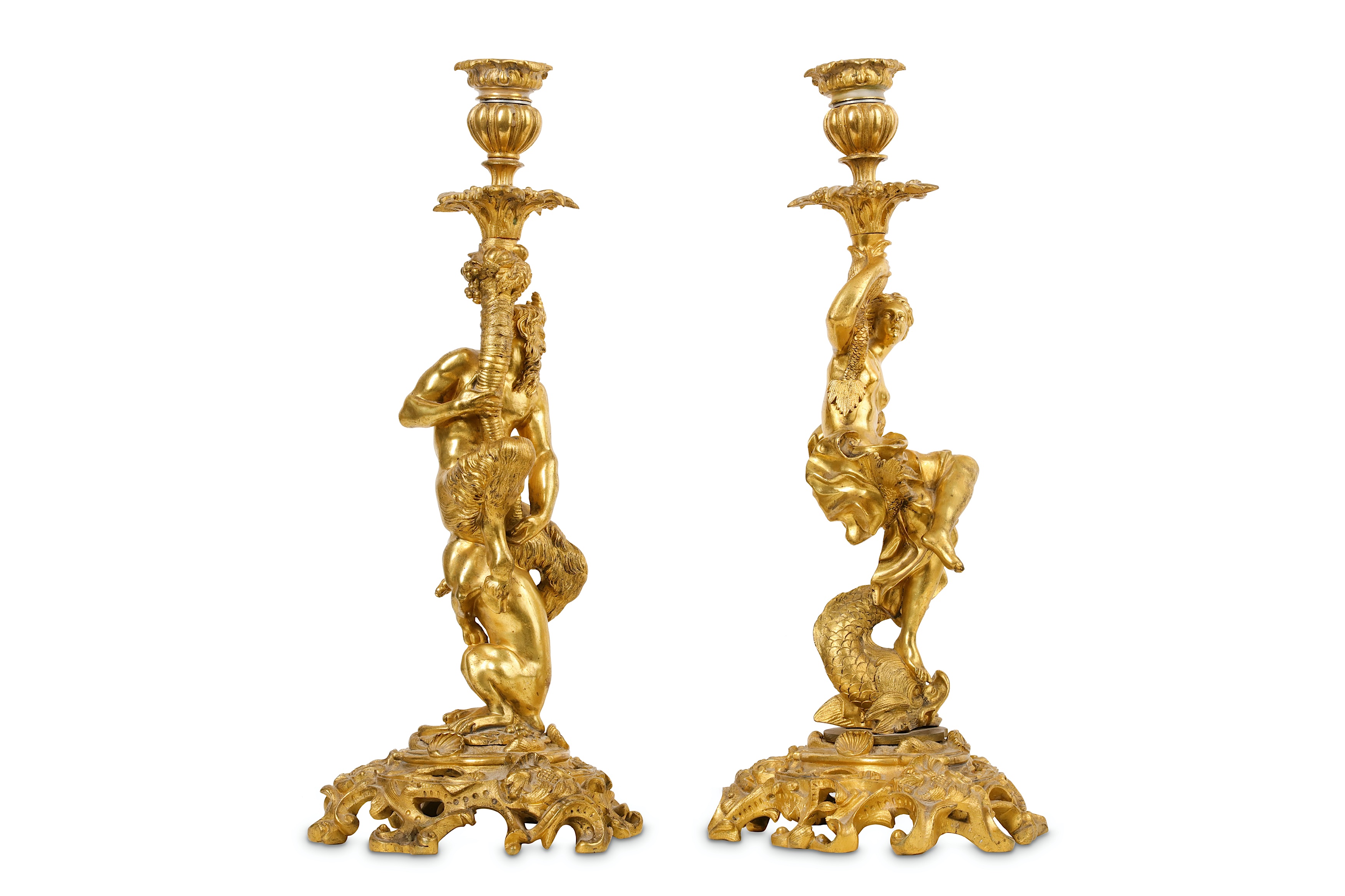 A PAIR OF LATE 18TH / EARLY 19TH CENTURY FRENCH GILT BRONZE CANDLESTICKS AFTER THE MODEL BY - Image 5 of 7