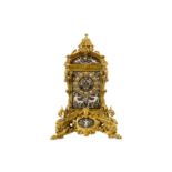 A LATE 19TH CENTURY FRENCH GILT BRONZE AND PORCELAIN MANTEL CLOCK IN THE RENAISSANCE REVIVAL STYLE