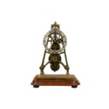 A MID 19TH CENTURY ENGLISH BRASS SKELETON CLOCK the brass frame raised on four domed feet over a