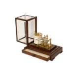 A LATE 19TH / EARLY 20TH CENTURY MINIATURE OAK CASED BAROGRAPH BY NEGRETTI & ZAMBRA with brass