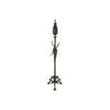 A LATE 19TH CENTURY FRENCH NEO-GREC STYLE BRONZE FLOOR STANDING LAMP BASE IN THE MANNER OF