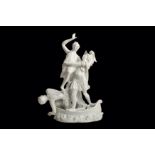 A 19TH CENTURY ITALIAN GLAZED PORCELAIN FIGURAL GROUP DEPICTING THE ABDUCTION OF HELEN, IN THE