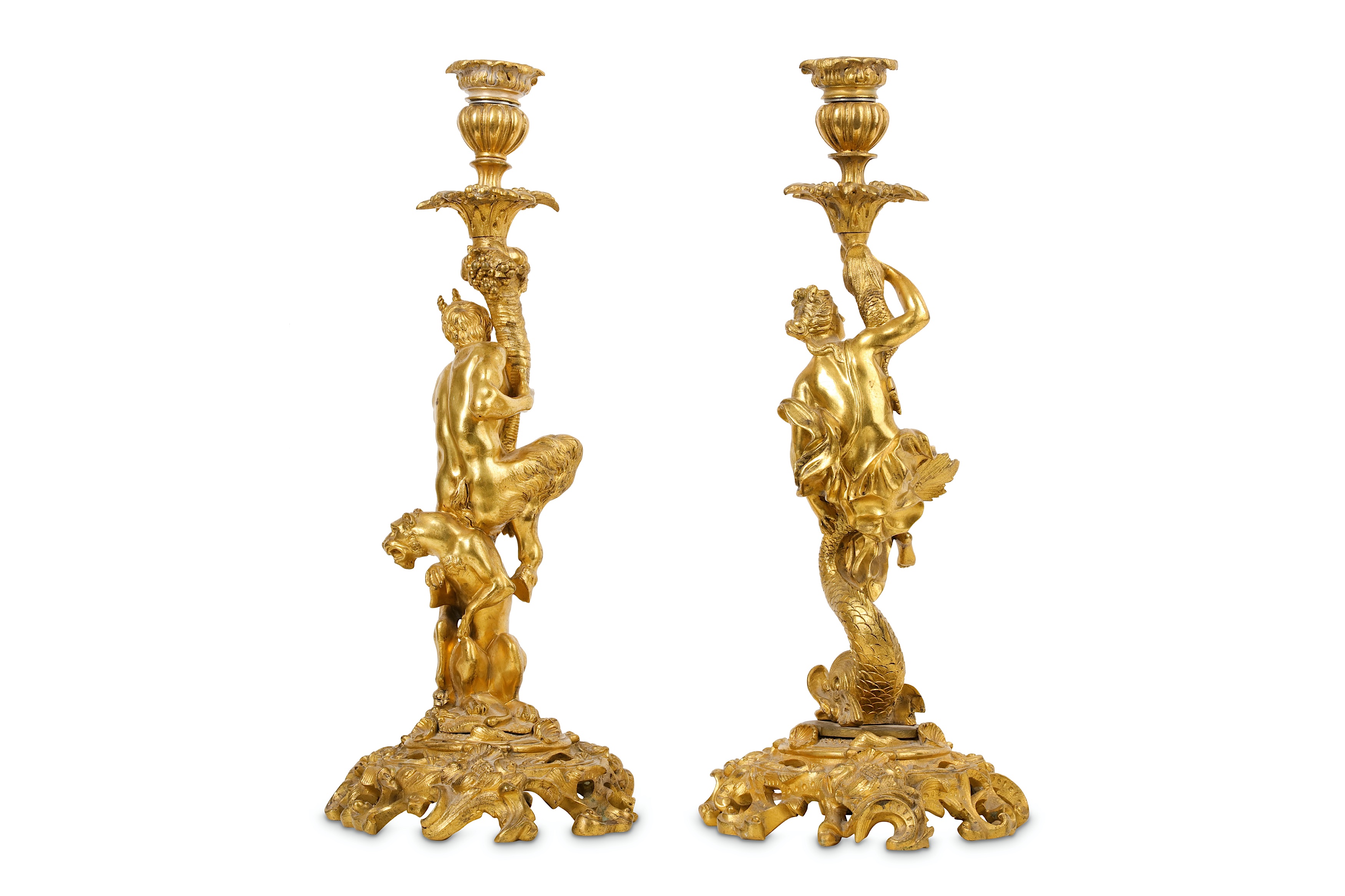 A PAIR OF LATE 18TH / EARLY 19TH CENTURY FRENCH GILT BRONZE CANDLESTICKS AFTER THE MODEL BY - Image 4 of 7