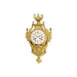 A FRENCH LOUIS XVI STYLE GILT BRONZE CARTEL CLOCK the case surmounted by a twin handled urn with