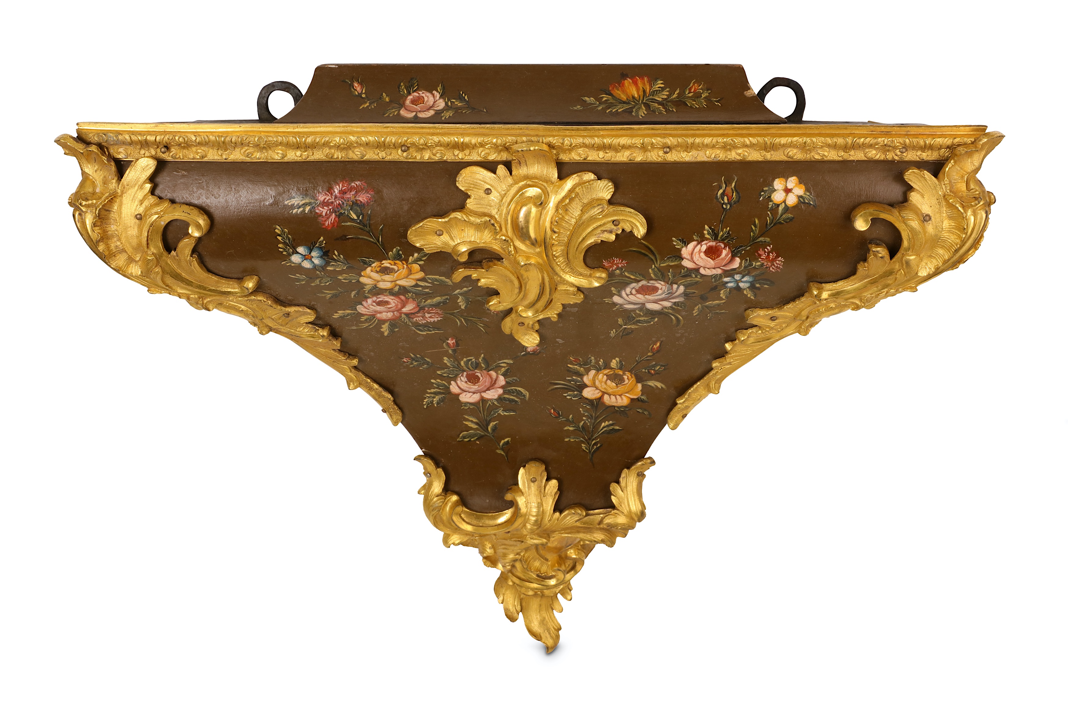 A LARGE 18TH CENTURY FRENCH LOUIS XV PERIOD PAINTED AND GILT BRONZE MOUNTED BRACKET CLOCK SIGNED - Image 6 of 7