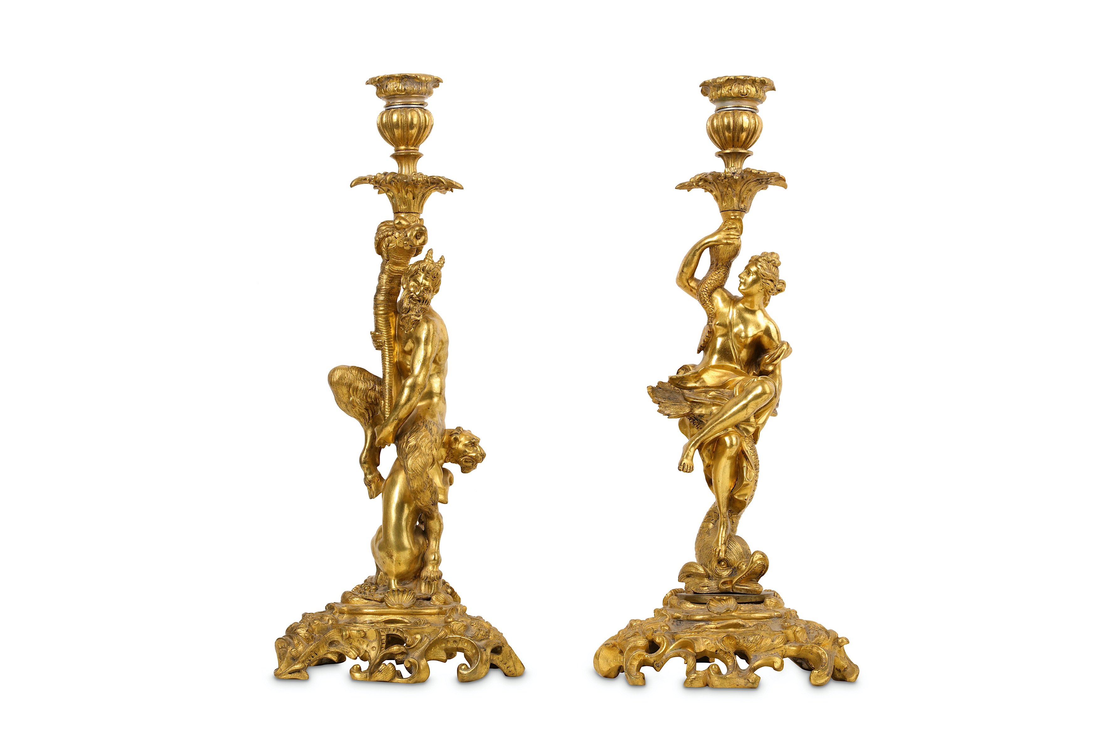 A PAIR OF LATE 18TH / EARLY 19TH CENTURY FRENCH GILT BRONZE CANDLESTICKS AFTER THE MODEL BY - Image 2 of 7