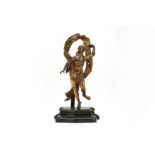 A LATE 17TH / EARLY 18TH CENTURY GERMAN GILT BRONZE FIGURE OF FORTUNA the nude figure in mid step,
