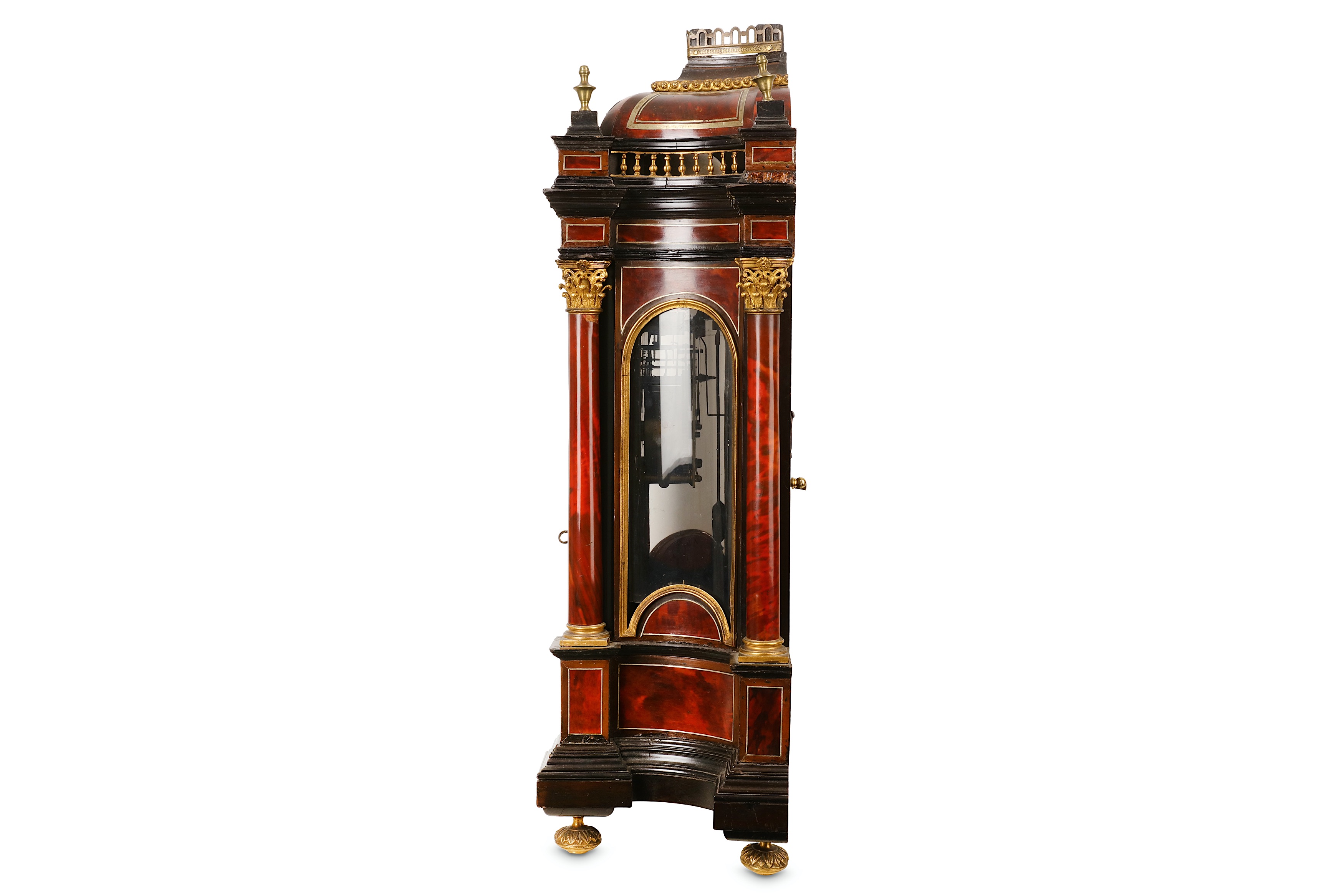 A LATE 17TH CENTURY FRENCH EBONISED, GILT BRONZE MOUNTED AND TORTOISESHELL 'BOULLE' STYLE PENDULE - Image 6 of 8