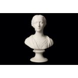 A MID 19TH CENTURY ROYAL COPENHAGEN PARIAN WARE BUST OF ALEXANDRA, PRINCESS OF WALES depicted in the