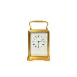 A MID 19TH CENTURY FRENCH GILT BRASS CARRIAGE CLOCK SIGNED ROLLIN PARIS AND JAPY FRERES the white