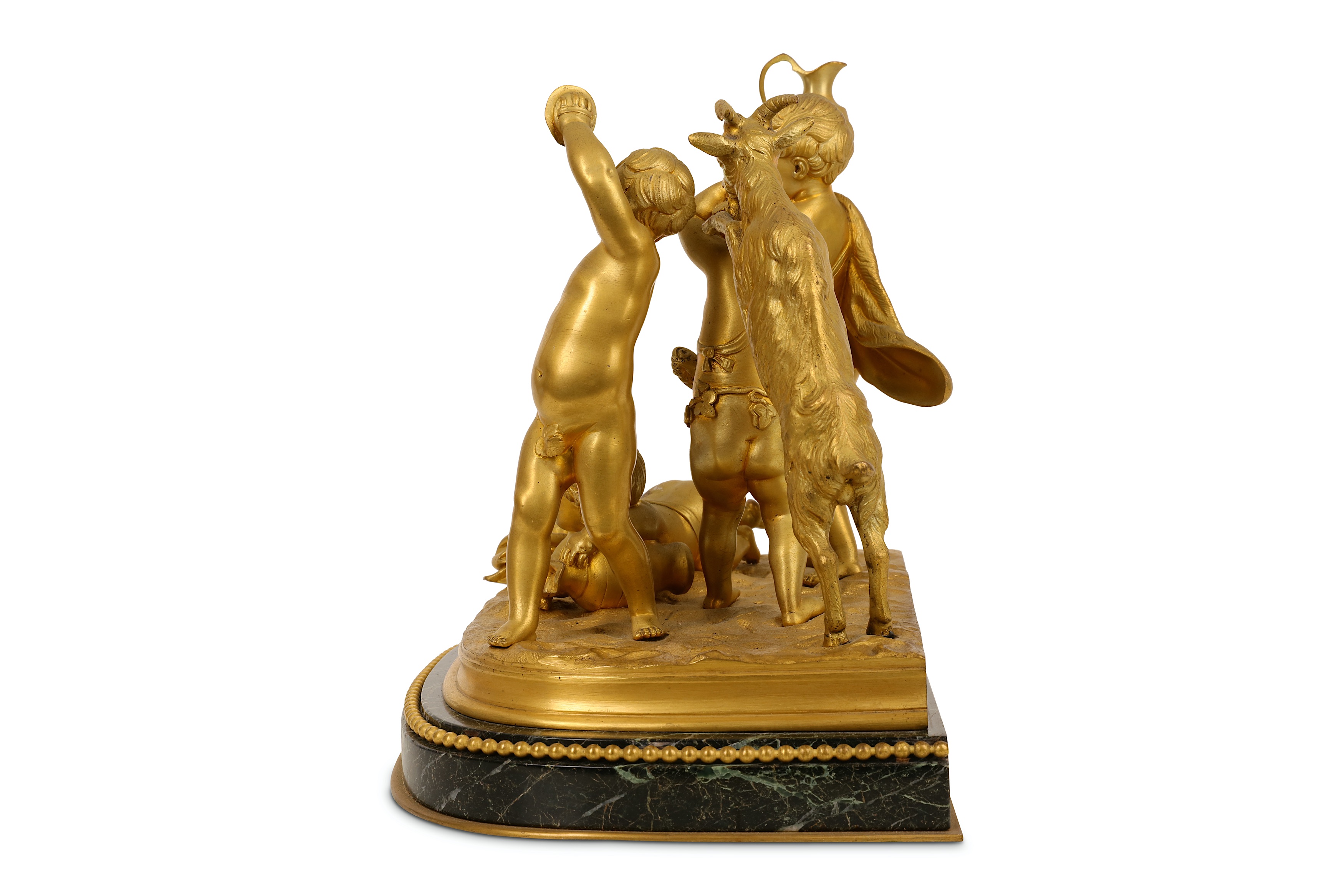 A FINE LATE 19TH CENTURY FRENCH GILT BRONZE FIGURAL GROUP OF PUTTI AND A GOAT SIGNED 'SEVRES' with - Image 2 of 5