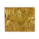 A 17TH CENTURY ITALIAN GILT BRONZE RELIEF DEPICTING THE ASCENSION OF CHRIST of rectangular form, the