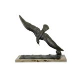 GEORGES-RAOUL GARREAU (FRENCH B.1885): AN EARLY 20TH CENTURY BRONZE OF A SEA GULL  dark brown