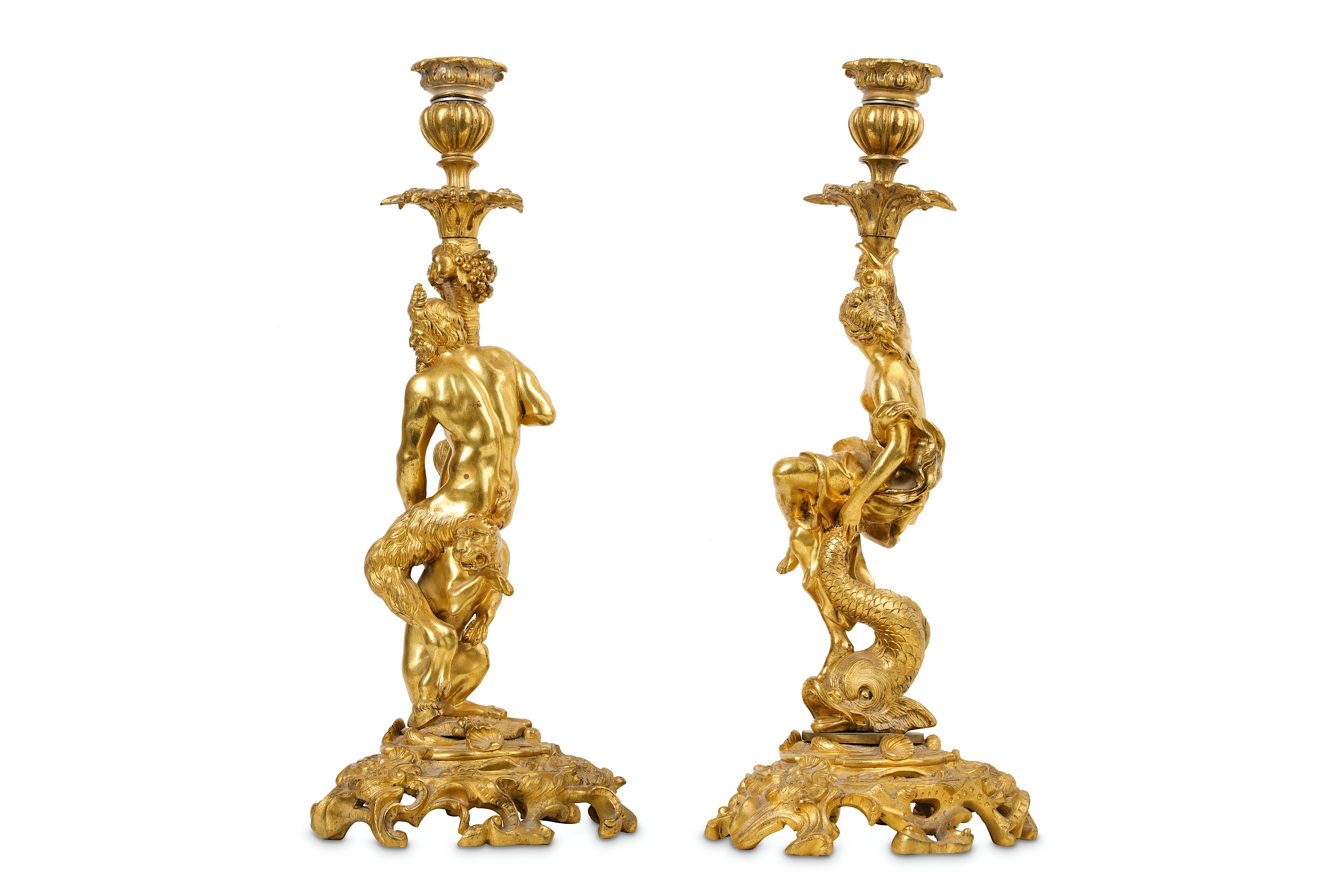 A PAIR OF LATE 18TH / EARLY 19TH CENTURY FRENCH GILT BRONZE CANDLESTICKS AFTER THE MODEL BY - Image 3 of 7