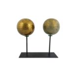 A CELESTIAL AND A TERRESTRIAL GILT-COPPER GLOBES