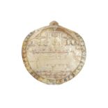 λ A CARVED MOTHER-OF-PEARL SHELL PLAQUE WITH THE LAST SUPPER