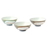 THREE CHINESE EGGSHELL PORCELAIN CUPS