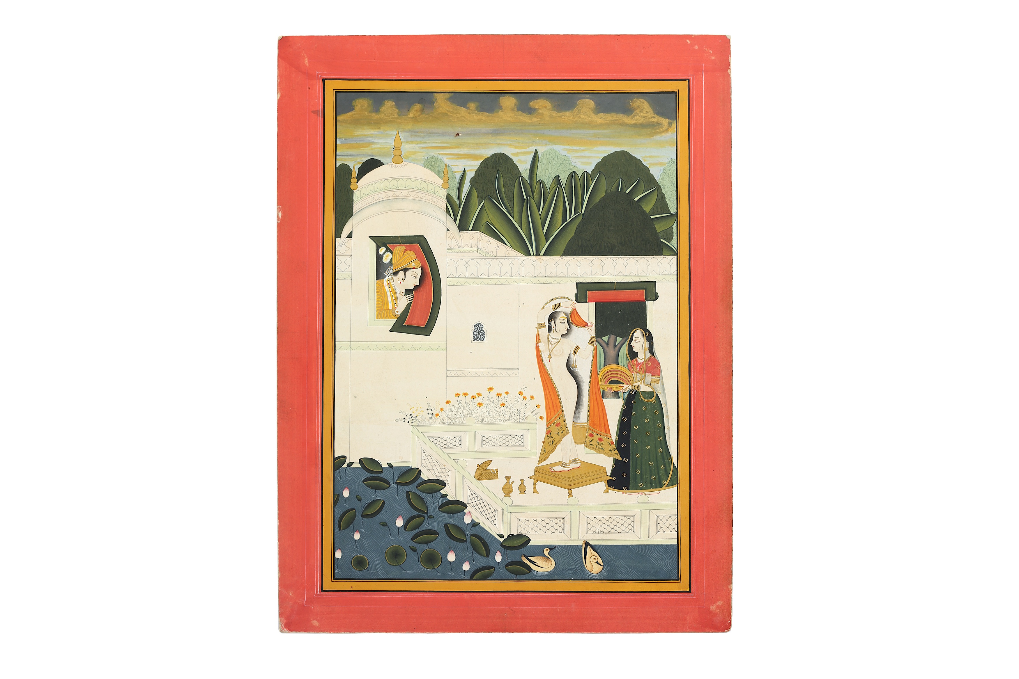 A PAHARI-REVIVAL BATHING SCENE PROPERTY OF THE LATE BRUNO CARUSO (1927 - 2018) COLLECTION