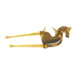 A HORSE-SHAPED GOLD-INLAID BETEL NUT CRACKER