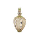 A GILT AND ENAMELLED MOULD-BLOWN MUGHAL GLASS PERFUME BOTTLE