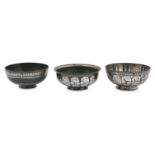 THREE SMALL BIDRI SILVER-INLAID BOWLS