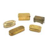 FIVE BRASS BETEL BOXES