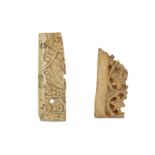 λ TWO UMAYYAD CARVED BONE FRAGMENTS