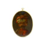 AN OVAL PORTRAIT MINIATURE OF THE OTTOMAN SULTAN SULEYMAN II (1642 - 1691)