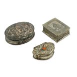 THREE REPOUSSÉ AND INCISED SNUFFBOXES