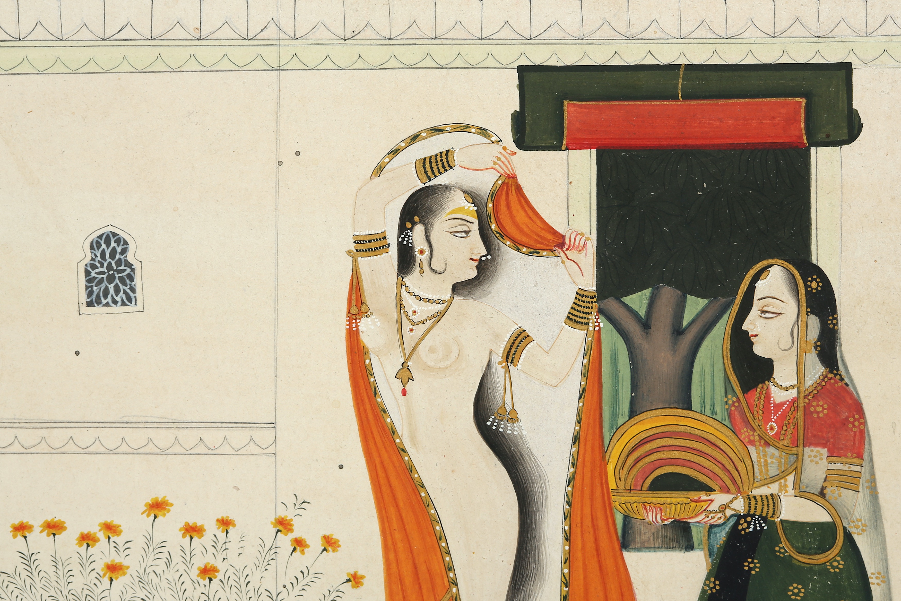 A PAHARI-REVIVAL BATHING SCENE PROPERTY OF THE LATE BRUNO CARUSO (1927 - 2018) COLLECTION - Image 3 of 6