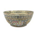 A LARGE CANTON 'FAMILLE ROSE' PORCELAIN BOWL MADE FOR THE IRANIAN EXPORT MARKET