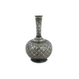 A BIDRI SILVER-INLAID LONG-NECKED FLASK (SURAHI)