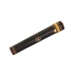 A mid to late 18th century French tortoiseshell and gold pique needle / sealing wax case, circa